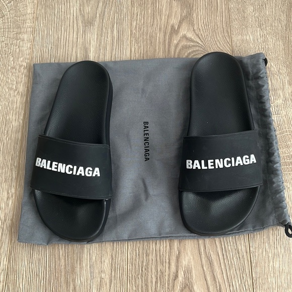 Balenciaga Shoes - BALENCIAGA POOL SLIDES WOMEN’S SIZE 8 SOME DEFECTS